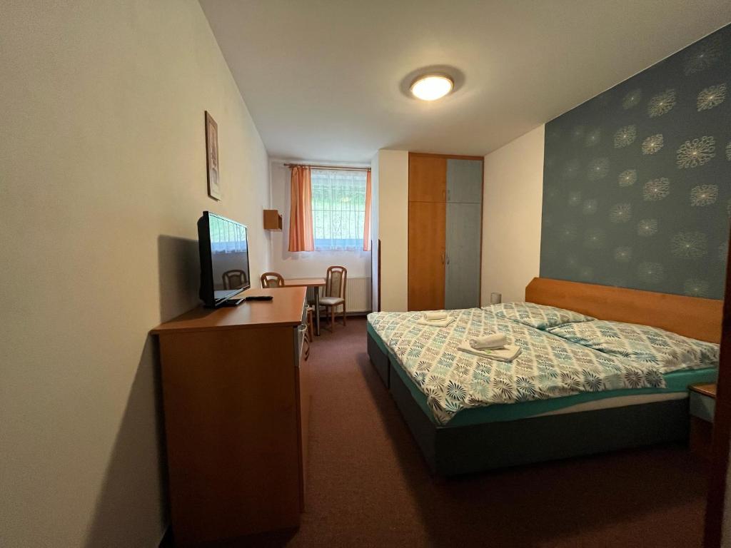 Postel nebo postele na pokoji v ubytování Hotel Arnika