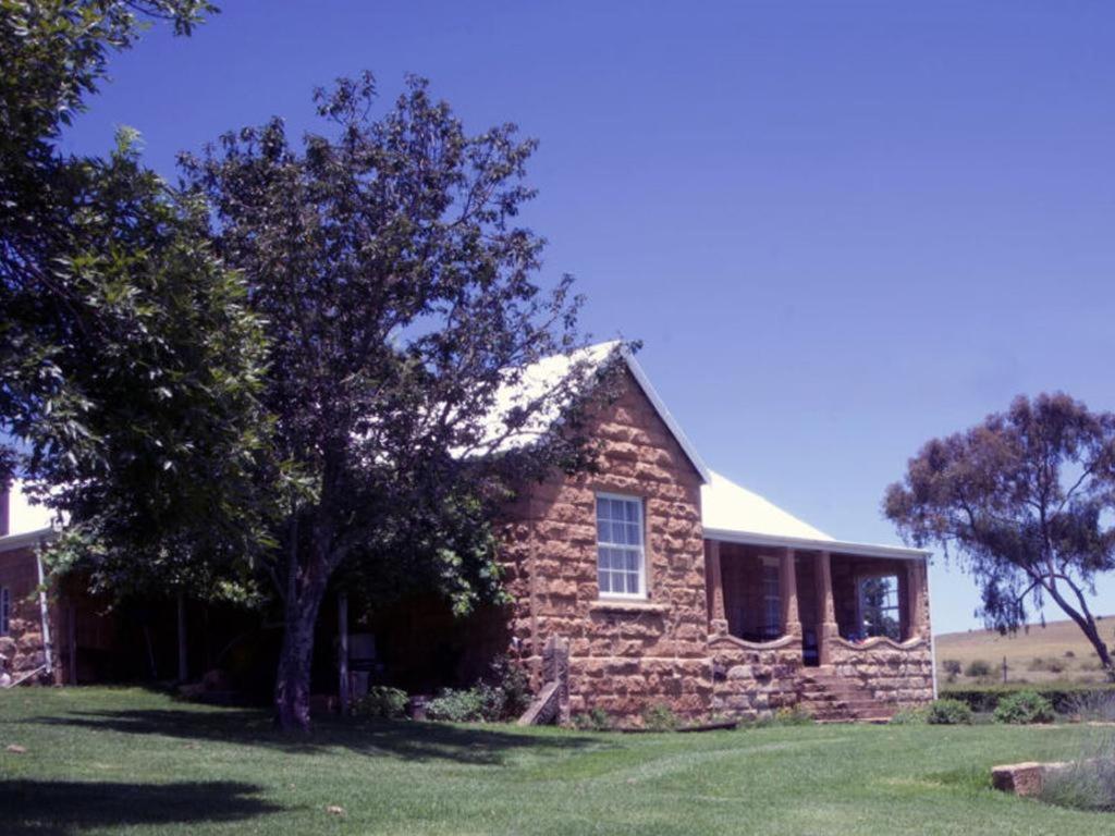 ein Backsteinhaus mit einem Baum davor in der Unterkunft Kevacy Farm Lodge in Clarens