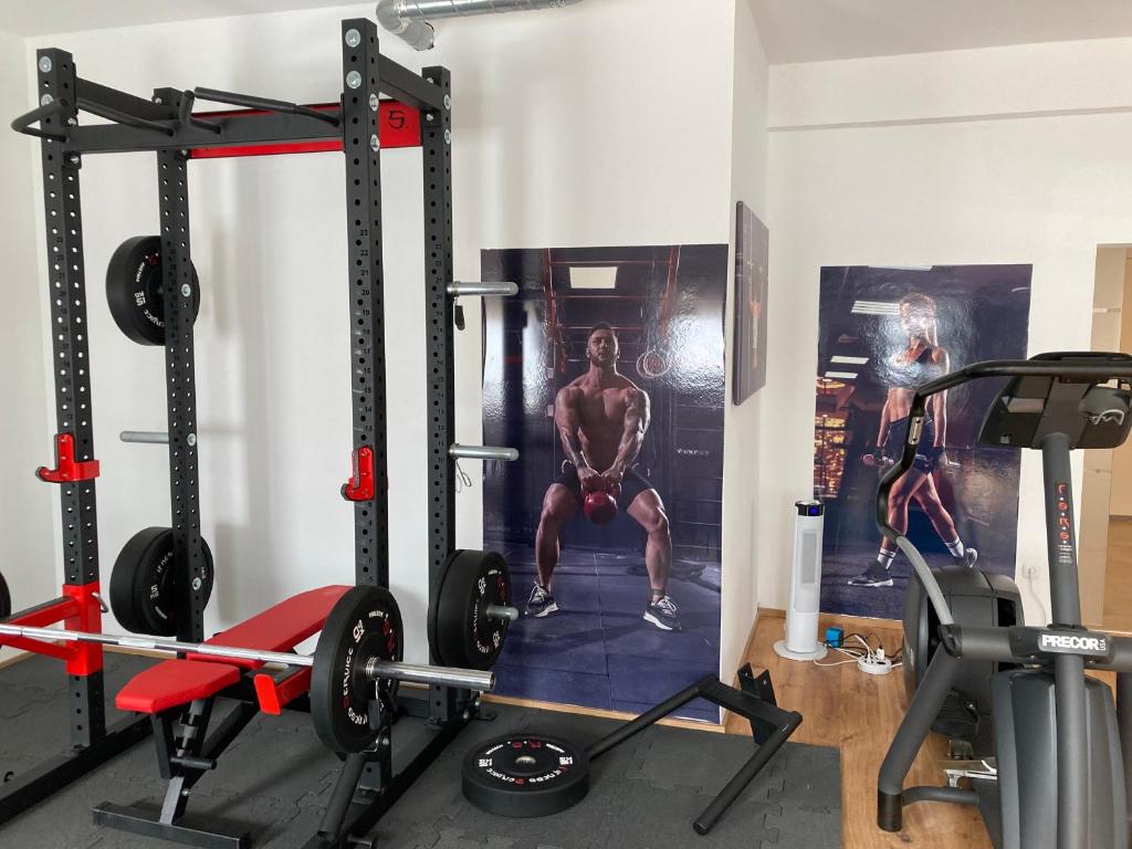 Posilňovňa alebo fitness centrum v ubytovaní Neue Wohnung "RITTERTAL" im Zentrum von Altmünster am Traunsee