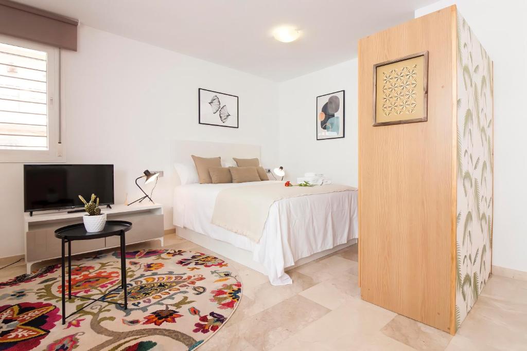Televízia a/alebo spoločenská miestnosť v ubytovaní Teatro Suites Málaga CITY FLAT