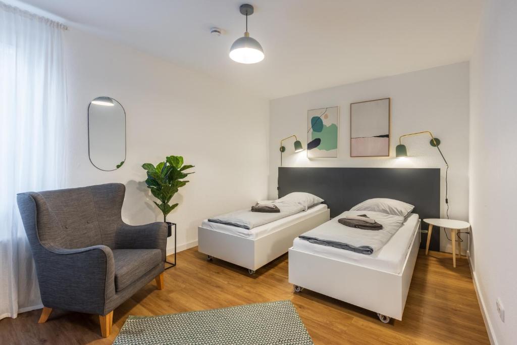 Posezení v ubytování Glück Auf Appartements Lösorter Straße Duisburg