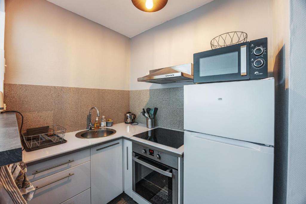 Kuchyňa alebo kuchynka v ubytovaní La Tortue Joyeuse - Appartement avec Loggia