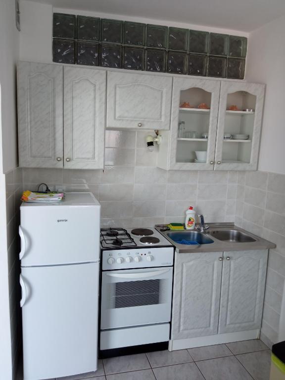 Kuchyň nebo kuchyňský kout v ubytování Apartmani Hotko