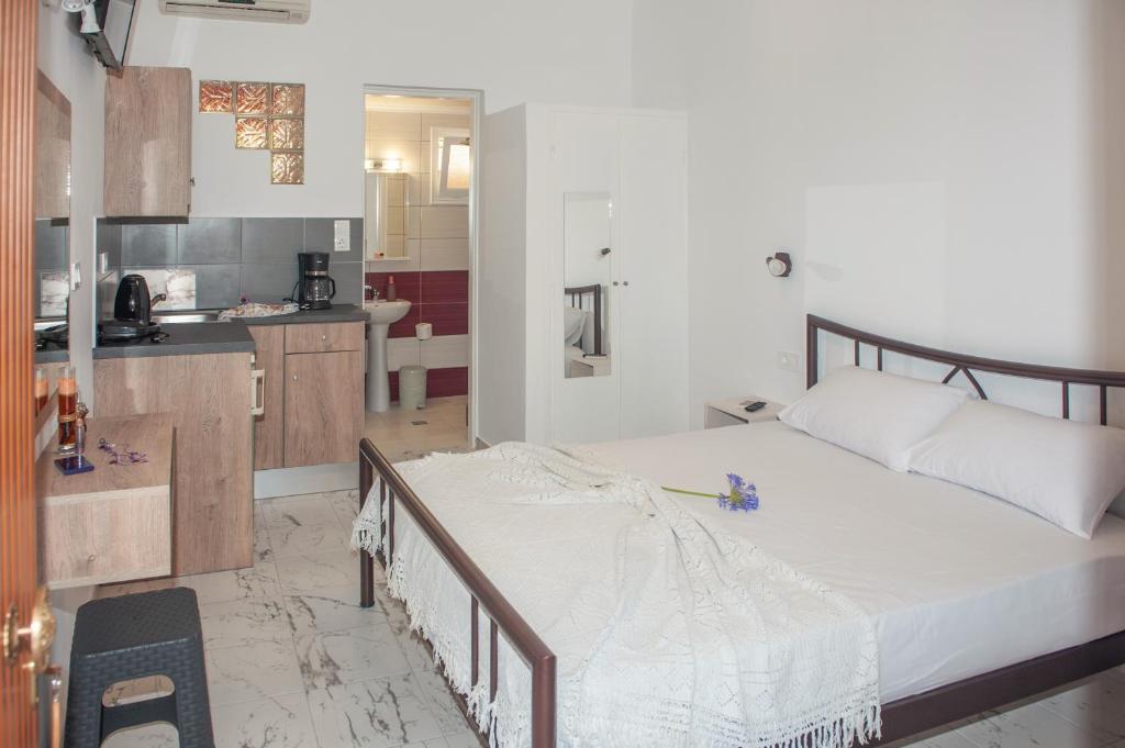 Kuchyň nebo kuchyňský kout v ubytování Petros Giatras - Rooms