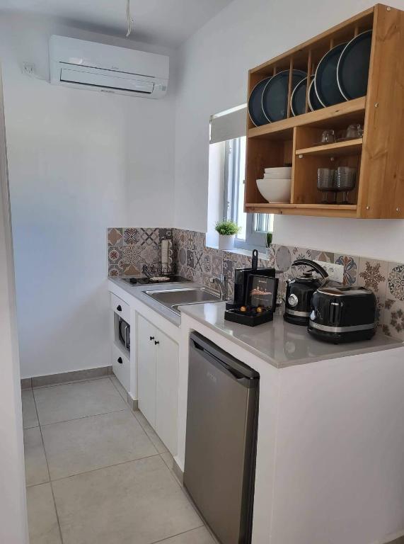 Kuchyň nebo kuchyňský kout v ubytování Agnantema luxury suites