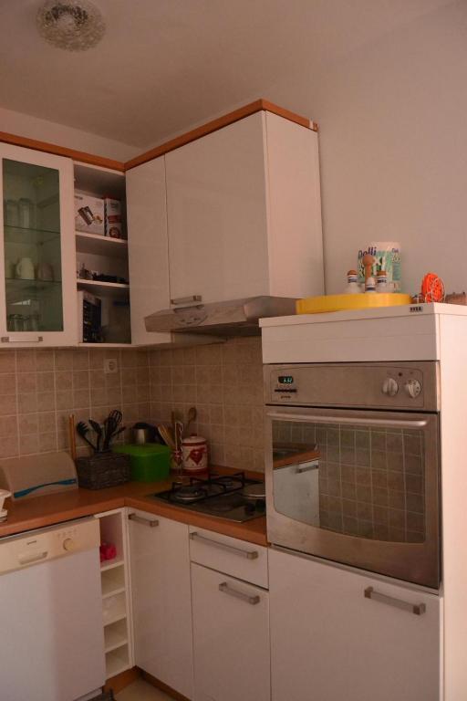 Kuchyň nebo kuchyňský kout v ubytování Apartments Elli