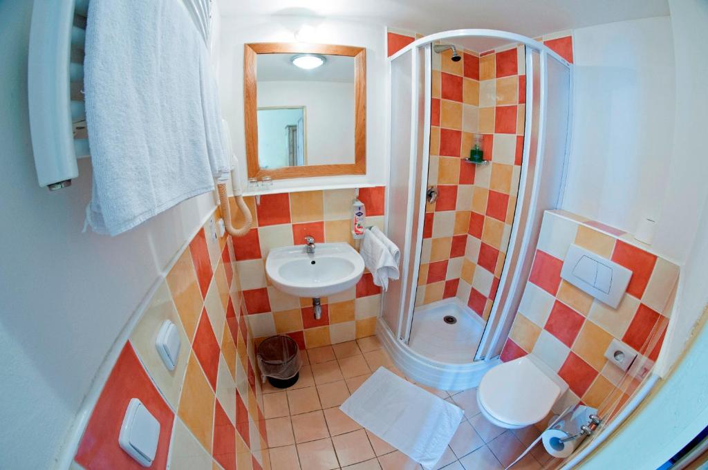 Koupelna v ubytování Alpský Hotel