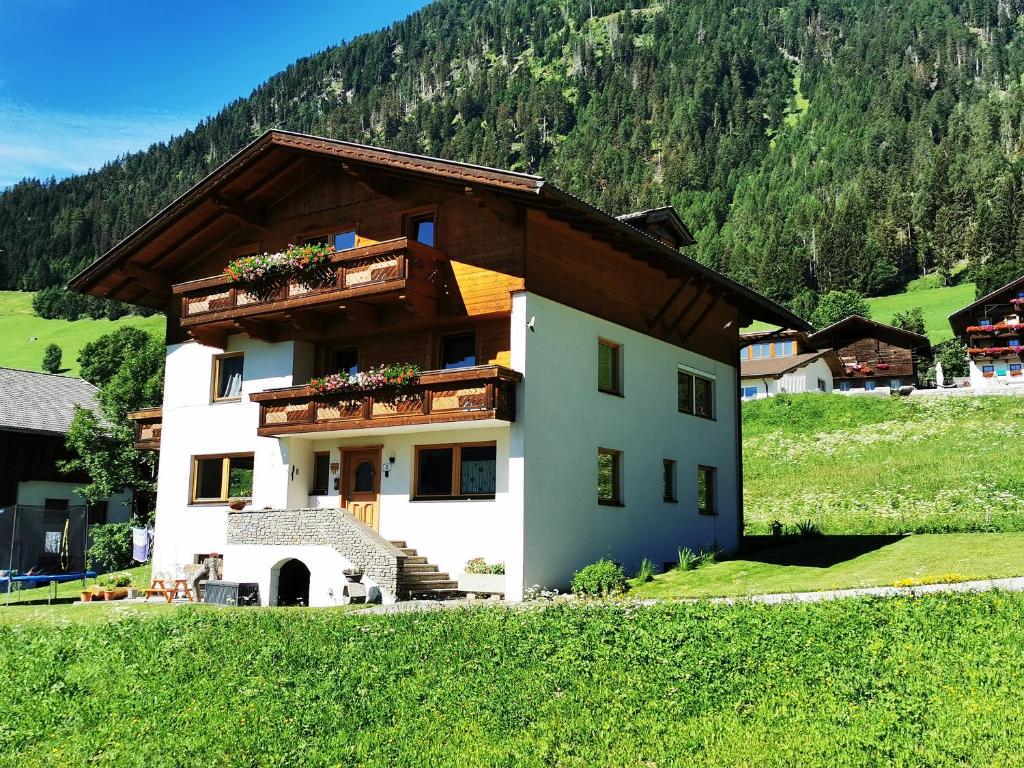 una casa en medio de un campo verde en Ferienwohnung Mühlburger, en Virgen