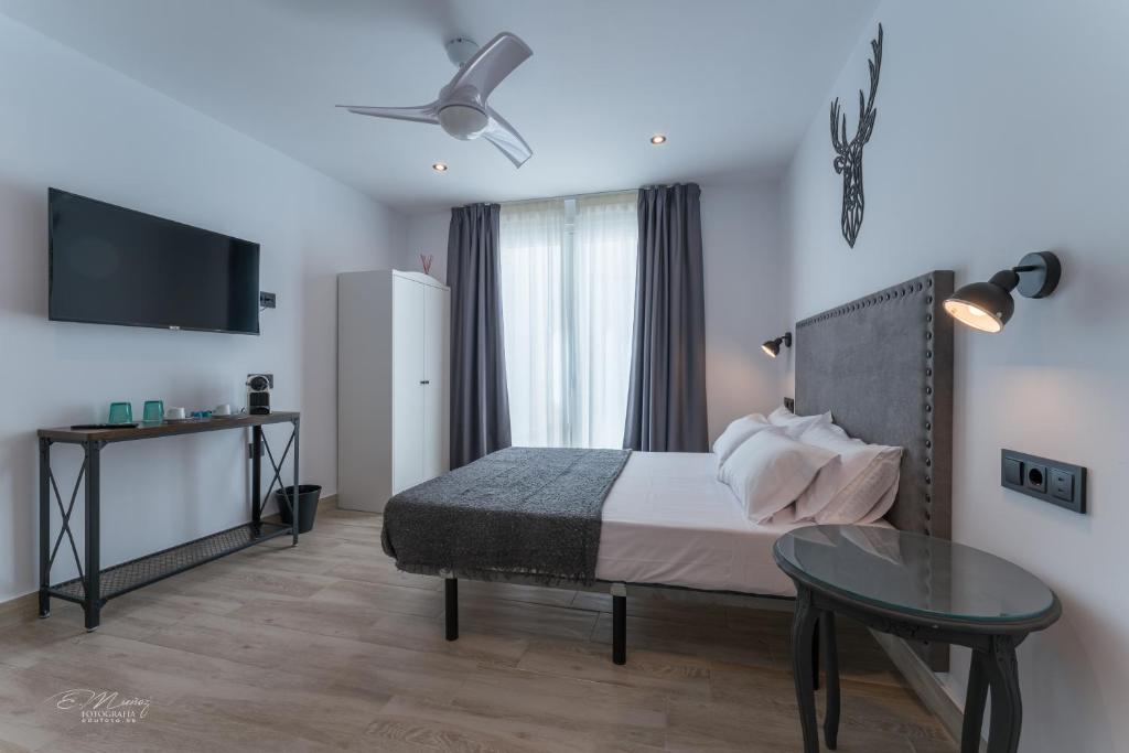 A television and/or entertainment centre at La Posada del Teatro H Boutique Parking Gratis