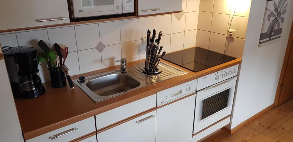 Kuchyň nebo kuchyňský kout v ubytování Ferienhaus Alfenz