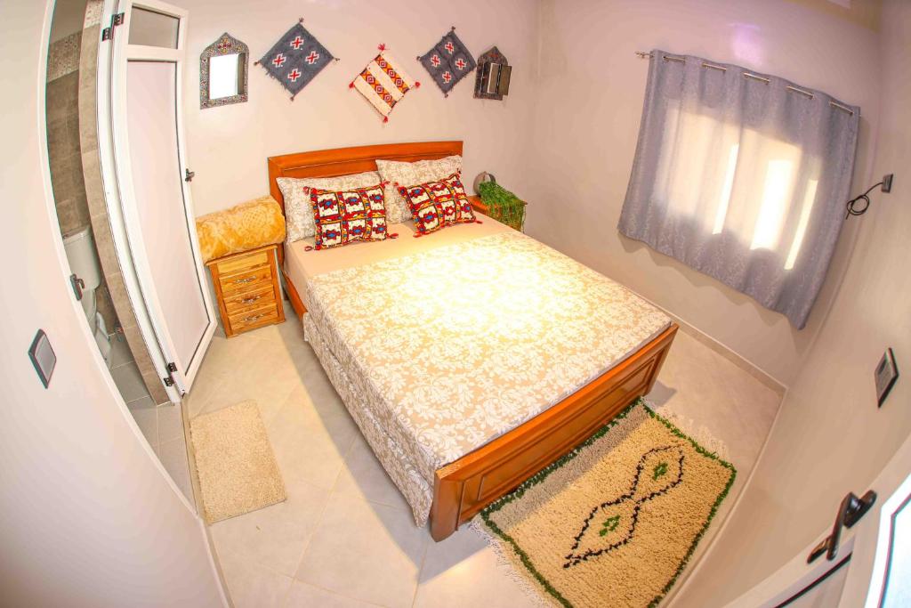 an overhead view of a bedroom with a bed at The Rina Hostel in Agadir