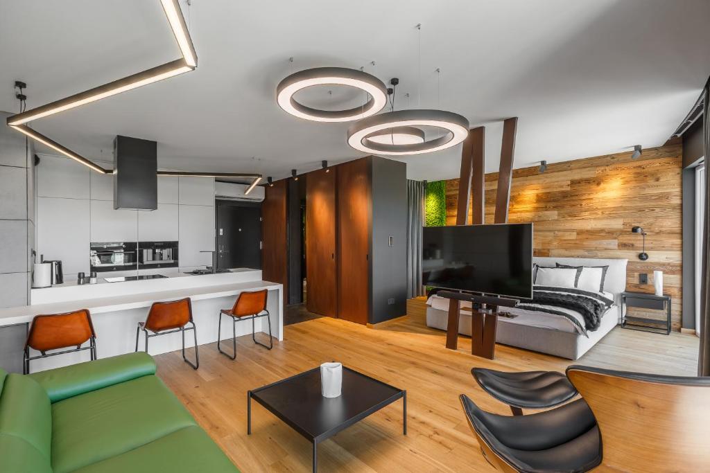 Χώρος καθιστικού στο Przestronny apartament w centrum miasta CAPITAL TOWERS Rzeszów