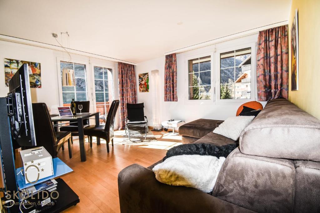 Posezení v ubytování Wohnung in Zermatt mit postkarten Matterhornblick