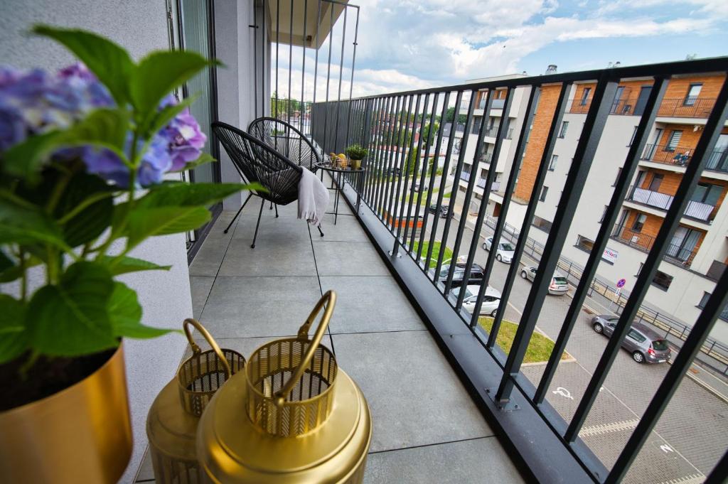 Balkón alebo terasa v ubytovaní ApartPark Centrum Zator