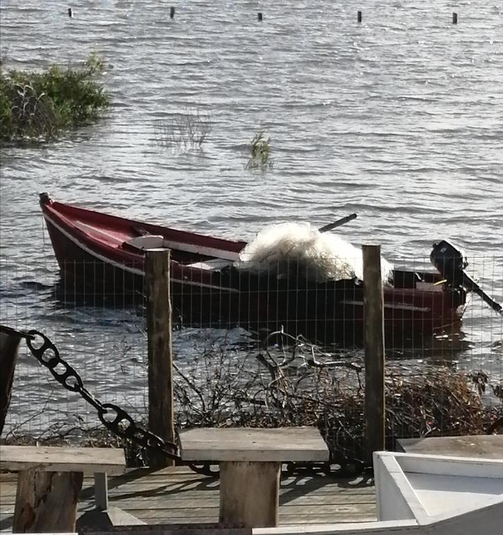 Výhled na řeku, která protéká v blízkosti chaty