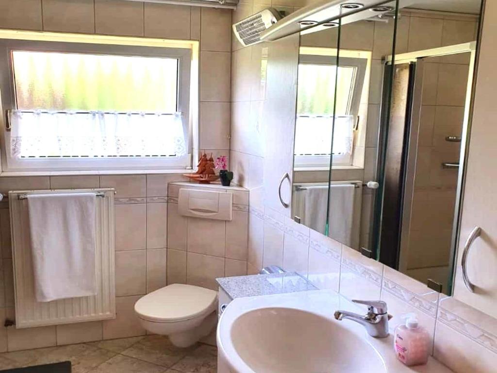 Koupelna v ubytování Apartment in Görwihl near Black Forest Waterfalls