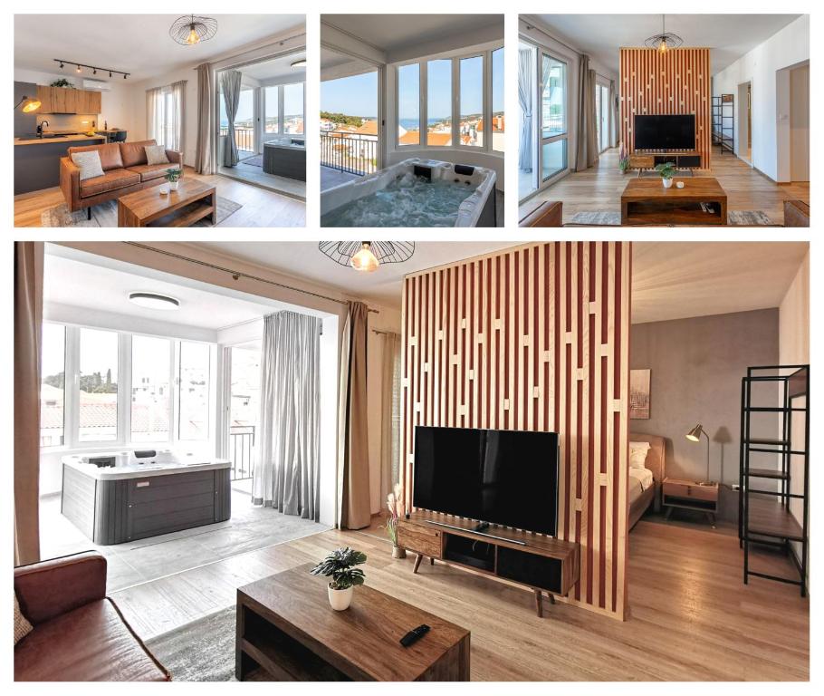 Televízia a/alebo spoločenská miestnosť v ubytovaní Apartments Viskovic