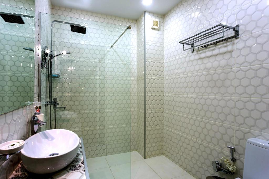 Koupelna v ubytování Betlemi Hotel