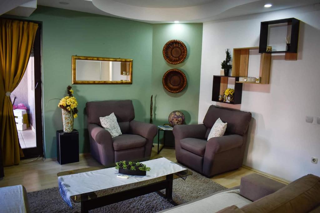 Posezení v ubytování Apartment Stasha with free access to gym