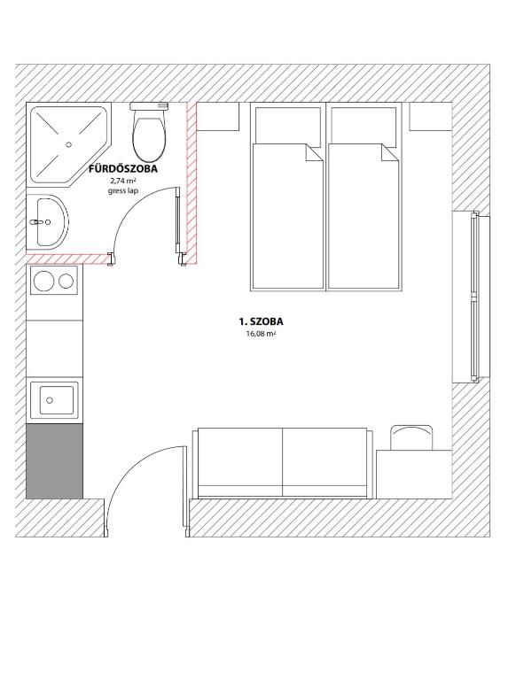 Plán poschodí v ubytovaní Chesscom Apartments