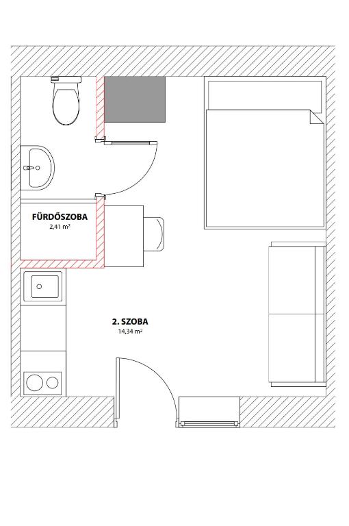 Plán poschodí v ubytovaní Chesscom Apartments