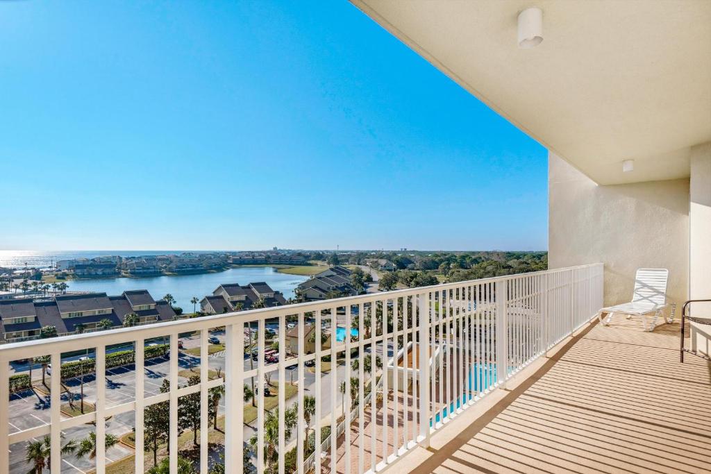 a balcony with a view of the water at Ariel Dunes II 801 in Destin