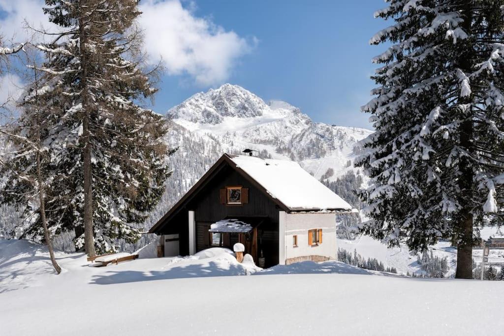 Gemütliche Hütte in den Bergen v zimě