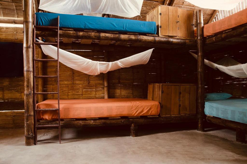 Palanda nebo palandy na pokoji v ubytování The Mudhouse Hostel Mompiche