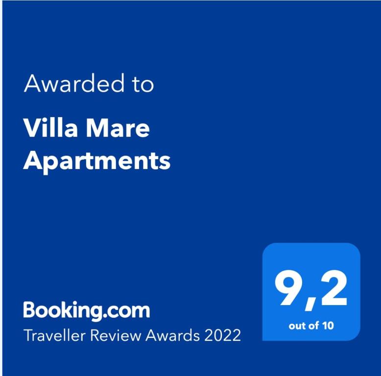 Certifikát, hodnocení, plakát nebo jiný dokument vystavený v ubytování Villa Mare Apartments