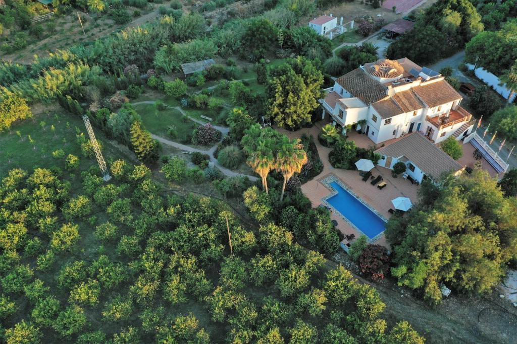 an aerial view of a house with a swimming pool at La Finca Blanca in Alora