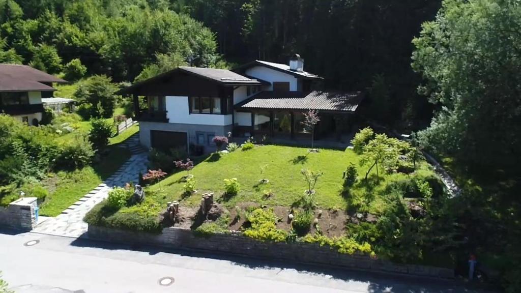 an aerial view of a house with a garden at Villa Hochbahn in Schönau am Königssee in Schönau am Königssee