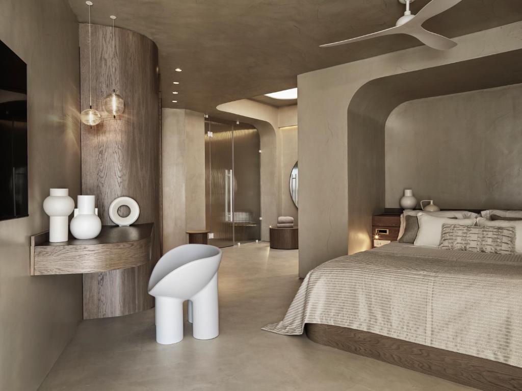 Posteľ alebo postele v izbe v ubytovaní Lovia Mykonos
