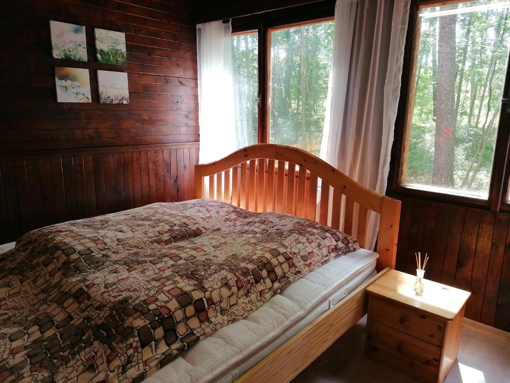 Postel nebo postele na pokoji v ubytování Chata Eliška
