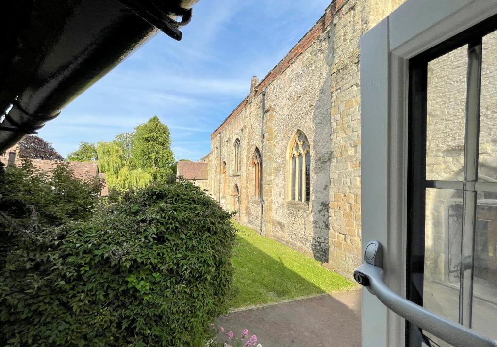 a view from a window of a building at Humbug Cottage in Much Wenlock