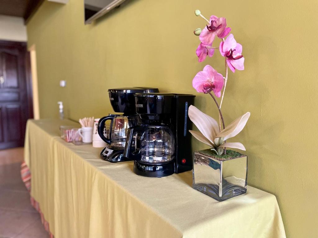 Příslušenství pro přípravu čaje a kávy v ubytování Sofia's B&B Hostal Boutique