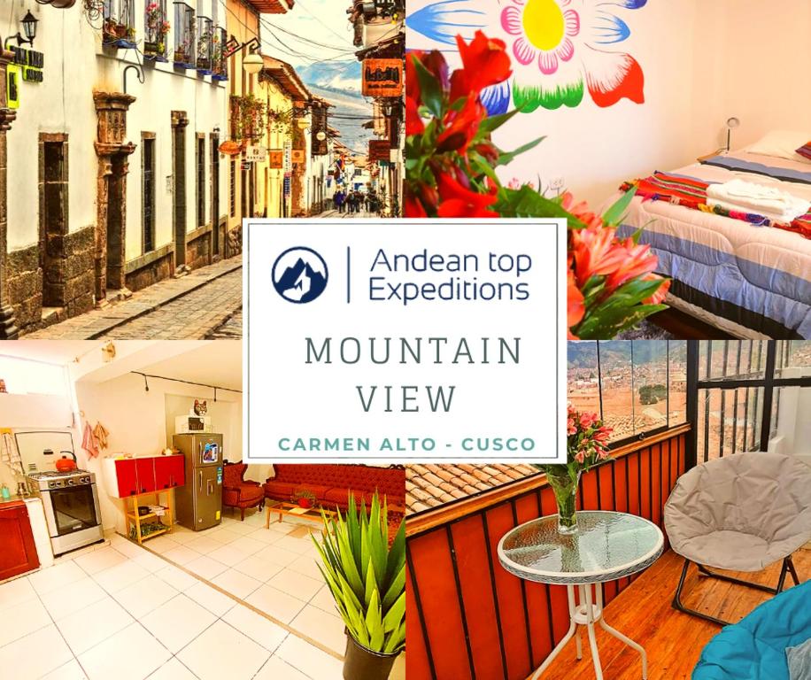 a collage of photos of an apartment in amalfi town at The Andean Rooftop guesthouse in Cusco