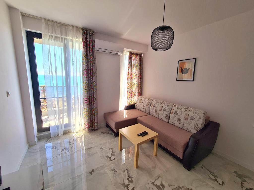 A seating area at Cactus beach apart Obzor