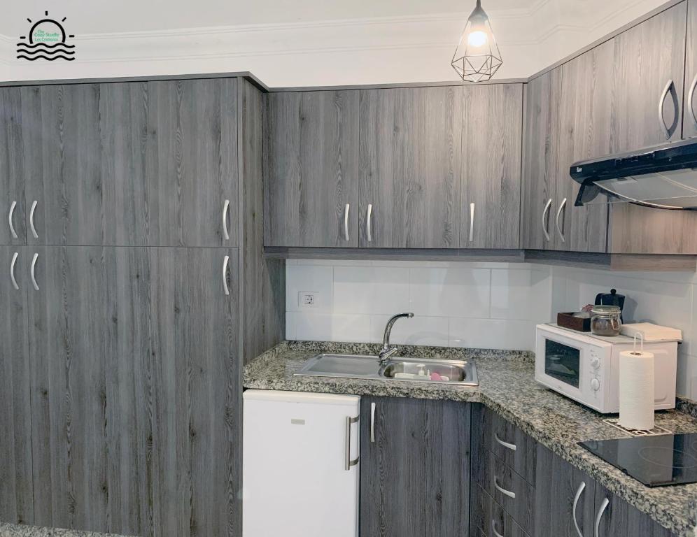 Kuchyň nebo kuchyňský kout v ubytování The Cozy Studio Los Cristianos