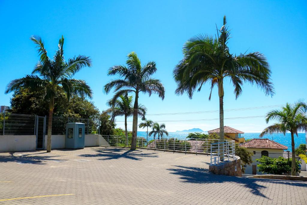 a group of palm trees in a parking lot at Paradise in Florianópolis