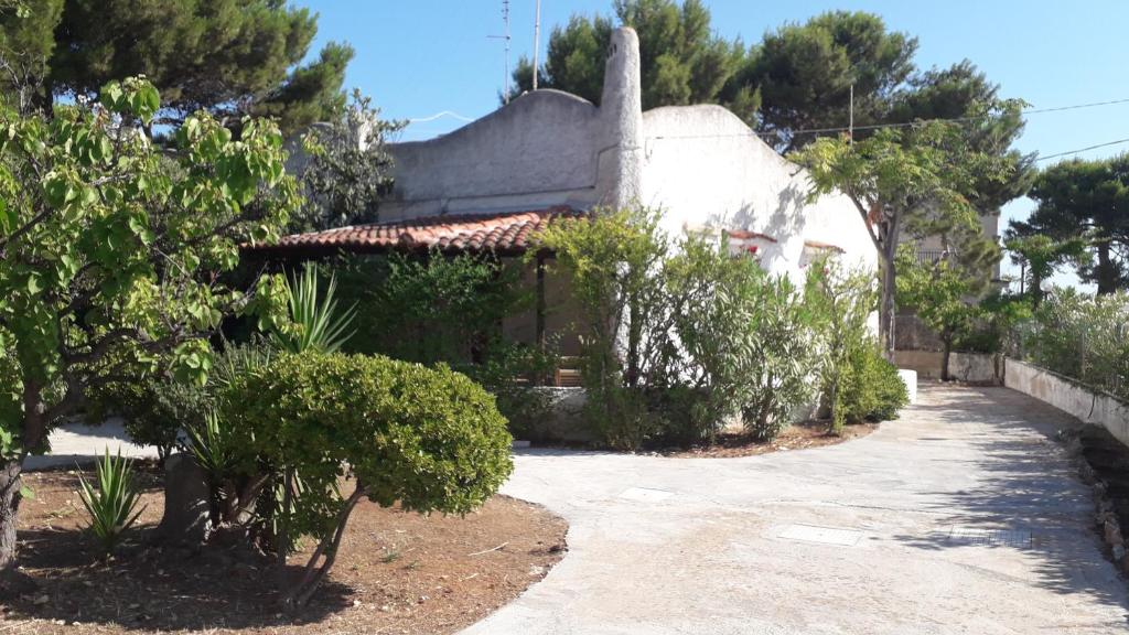 une maison avec des arbres et une route devant elle dans l'établissement Villa Nenè - villa privata in riva al mare, à Cozze