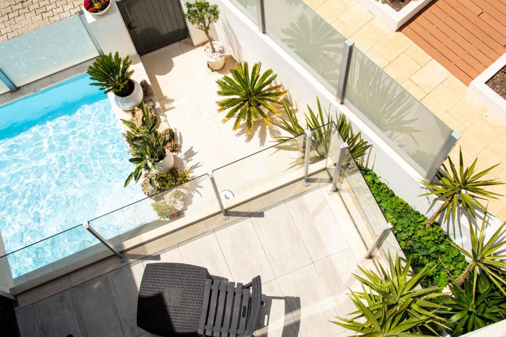 an overhead view of a swimming pool with plants at Villa Secret Spot Luxury in Lourinhã