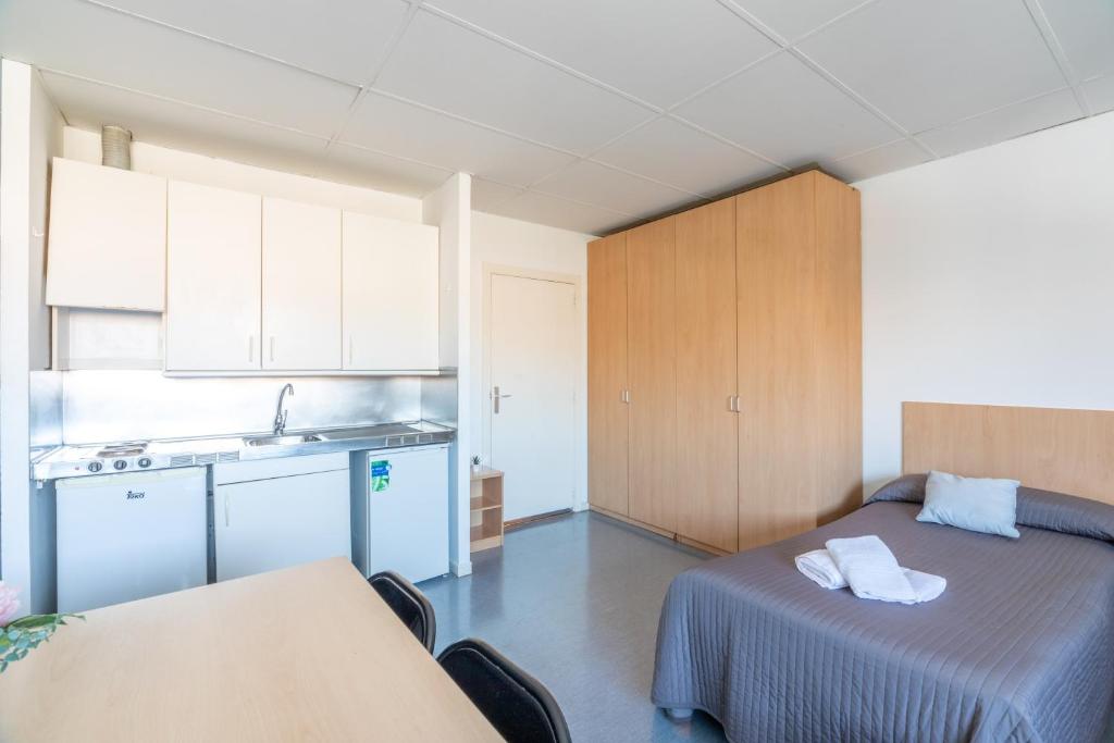 Kuchyň nebo kuchyňský kout v ubytování Residencia Universitaria Resa Lesseps