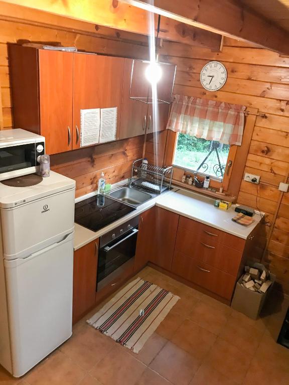 Kuchyňa alebo kuchynka v ubytovaní Domek letniskowy Biedówka