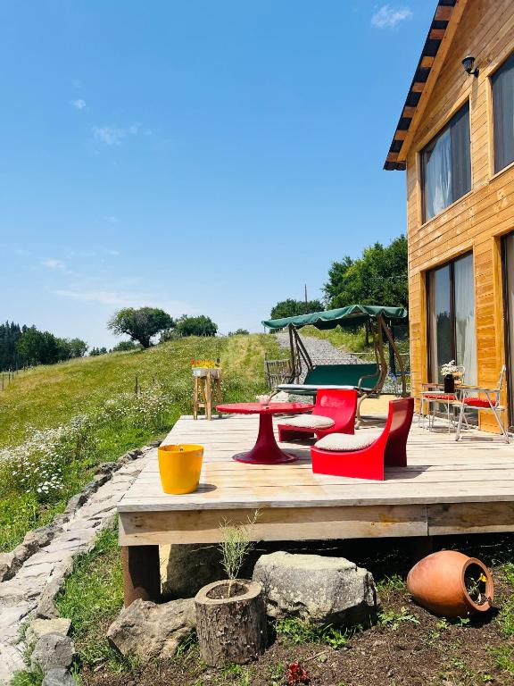 Posezení v ubytování Mitarbi Silence - cozy holiday cottages in mountains