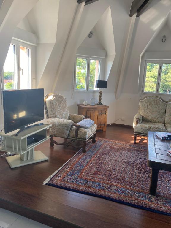 TV a/nebo společenská místnost v ubytování Le Clos Lucé