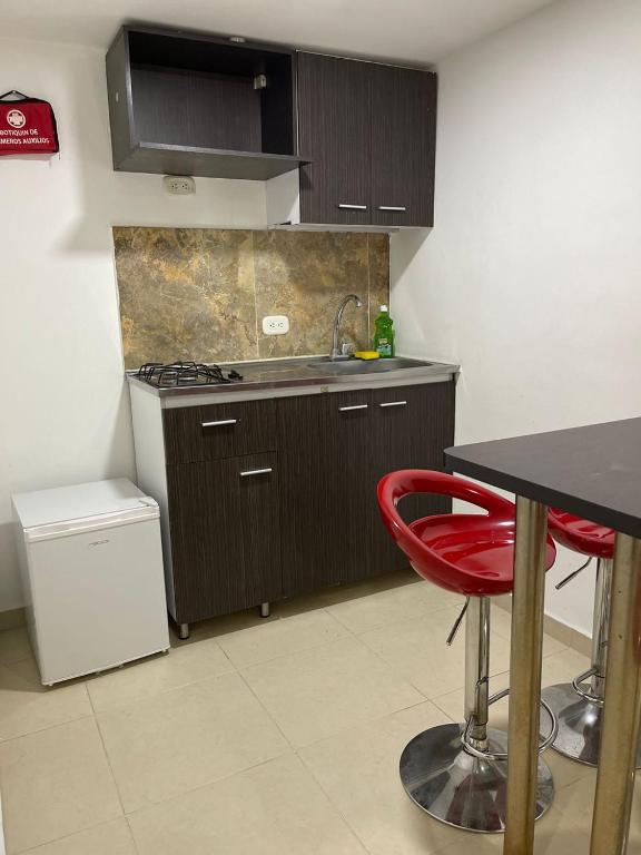 Kuchyň nebo kuchyňský kout v ubytování Lindos apartaestudios y habitaciones en Ibague