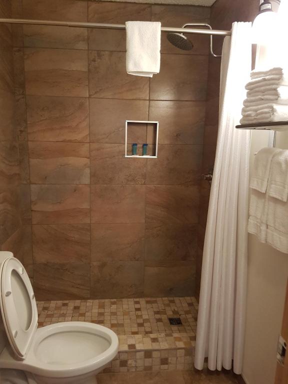 Koupelna v ubytování Pines Motel