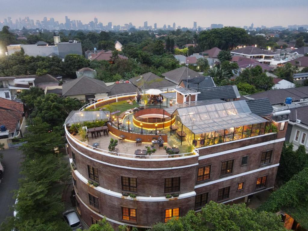 an overhead view of a building with a courtyard at Rumanami Residence in Jakarta