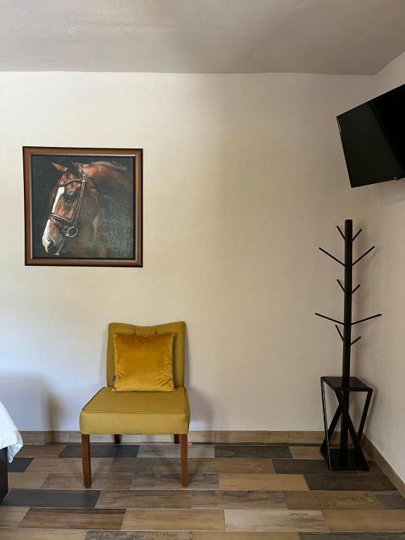 TV a/nebo společenská místnost v ubytování Cabañas, Suites y Habitaciones Rancho San Jorge