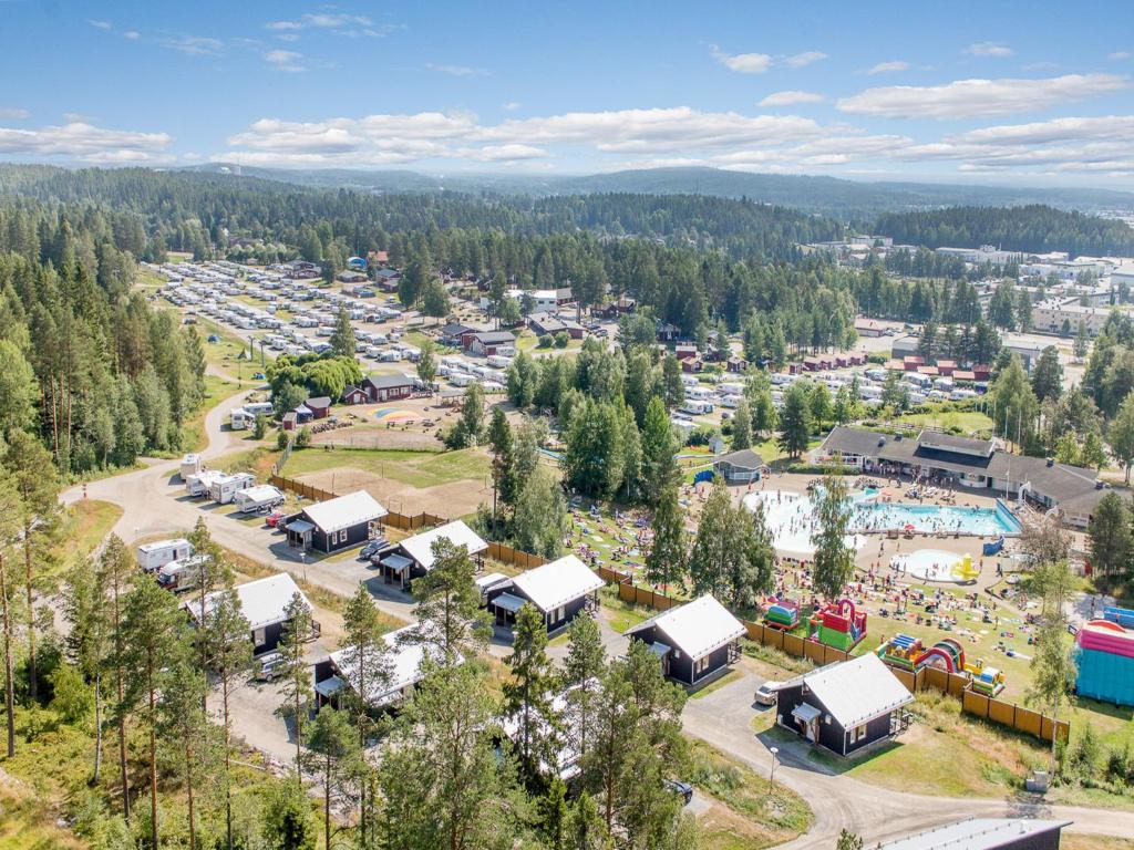 an aerial view of a campground with a park at Skellefteå Camping in Skellefteå